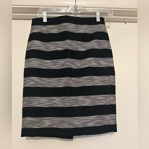 J. Crew Black and Gray Striped Pencil Skirt